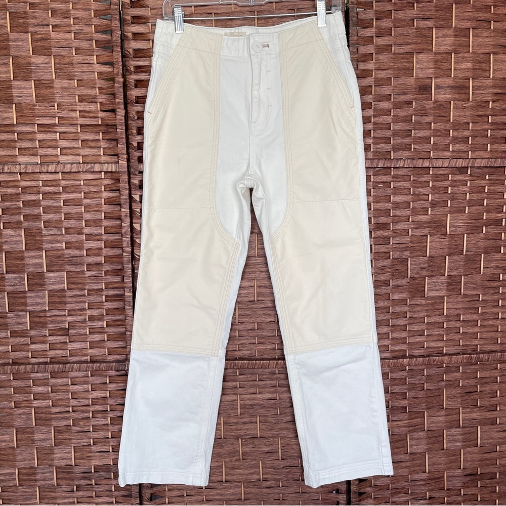 Anthropologie Pilcro Jeans, Ivory Vegan Leather, Size 27.